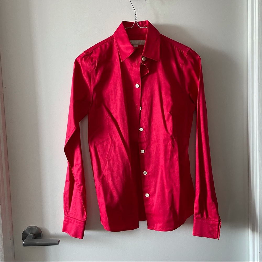 NWOT Banana Republic Red Fitted Dress Shirt Petite